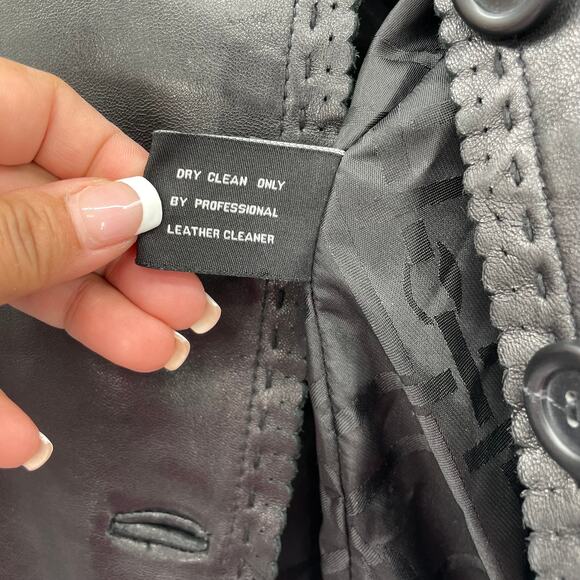 Jones New York Women Black Leather Jacket - Picture 10 of 10